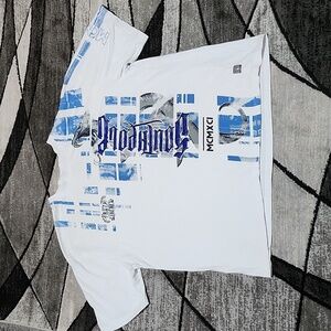 VINTAGE SOUTHPOLE RAISED LOGO MCMXCI WHITE CREW-NECK TEE-SHIRT